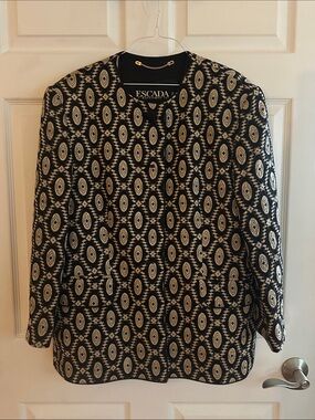 Vintage Escada Black and Cream Geometric Jacket